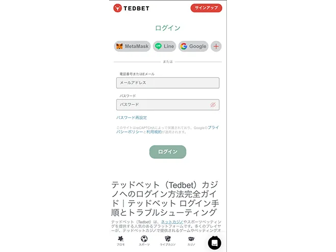 tedbetの登録方法