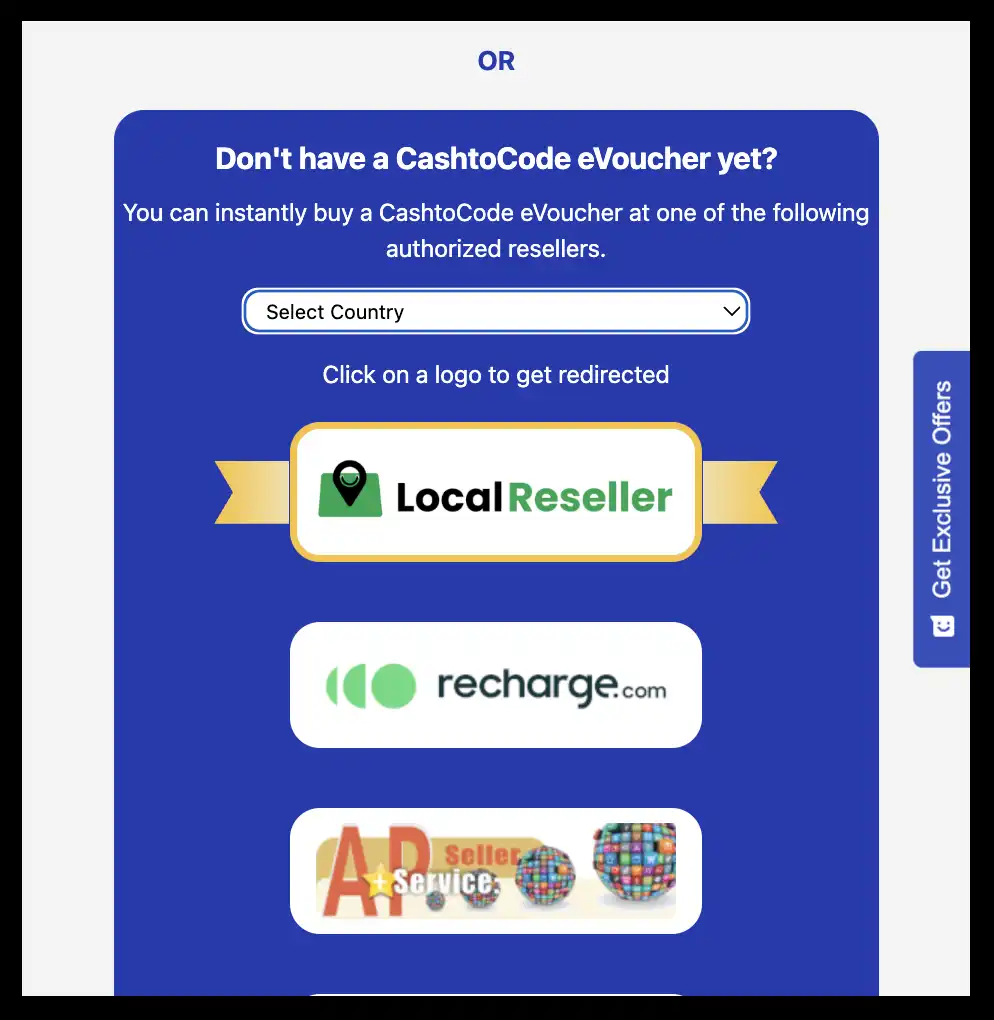 インターカジノ入金 Cash To Code eVoucher / Account