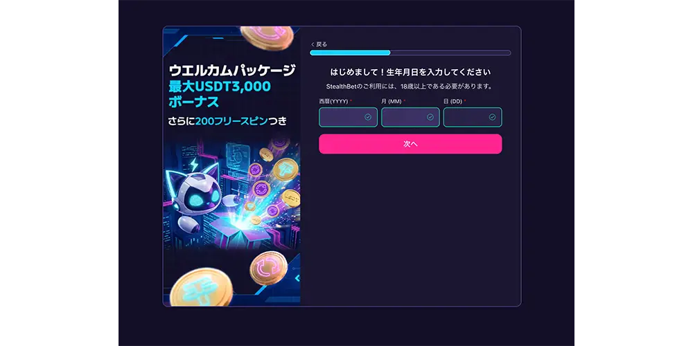 ステルスベットの登録手順２